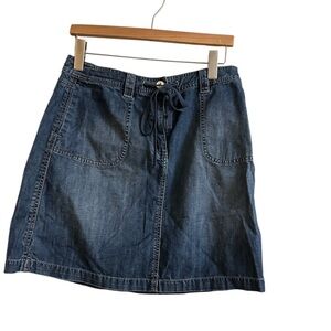 Talbots  Ladies Blue Denim Mini Skirt with Drawstring Waist, size 10